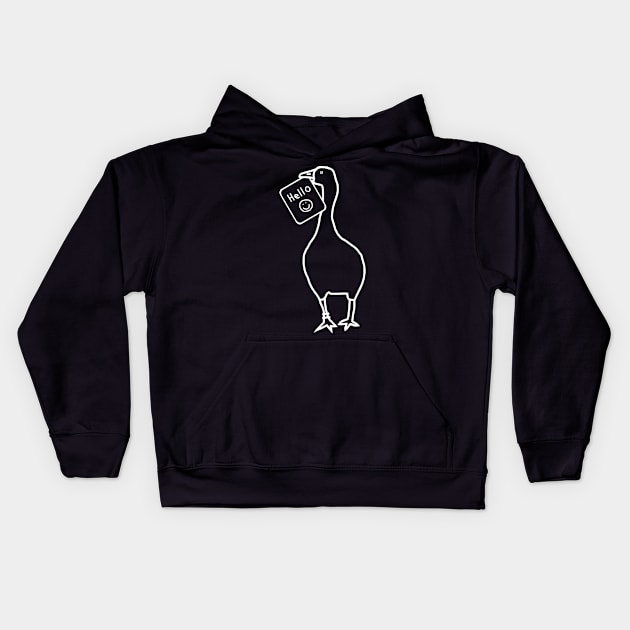 White Line Goose with Stolen Greeting Kids Hoodie by ellenhenryart